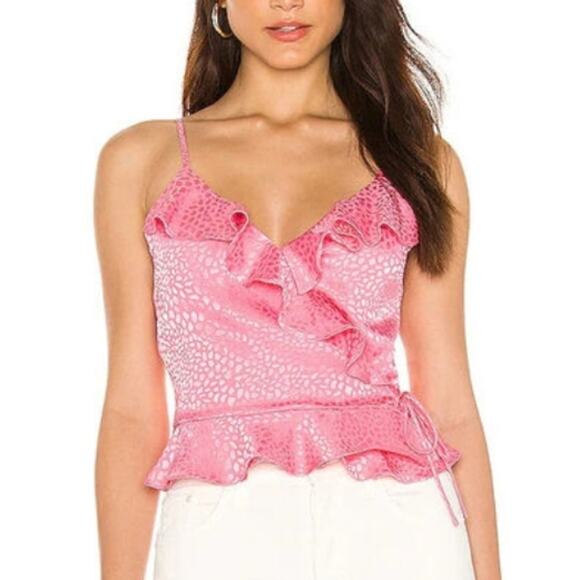 REBECCA‎ MINKOFF Carson Ruffle Jacquard Pink Punch Tank Top Size Small New! - Picture 1 of 12
